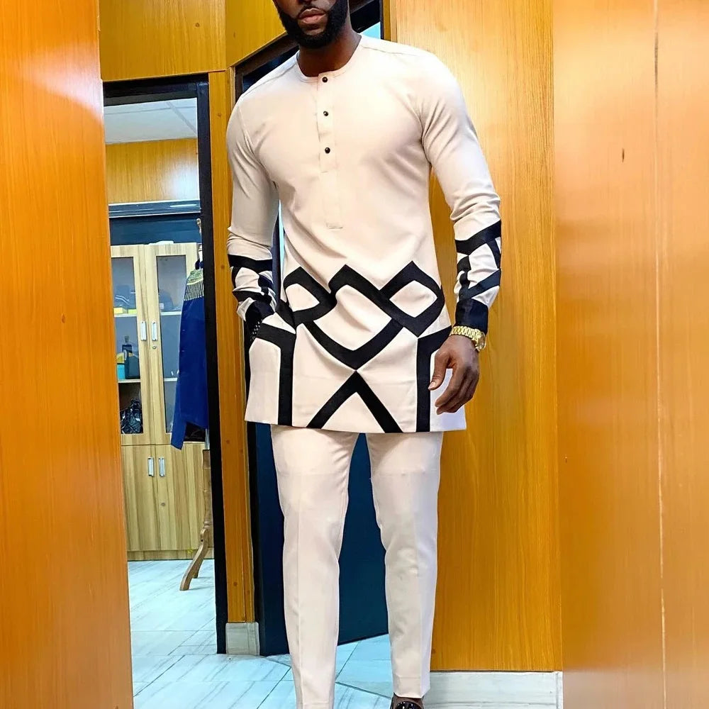 African Embroidered 2-Piece Suit