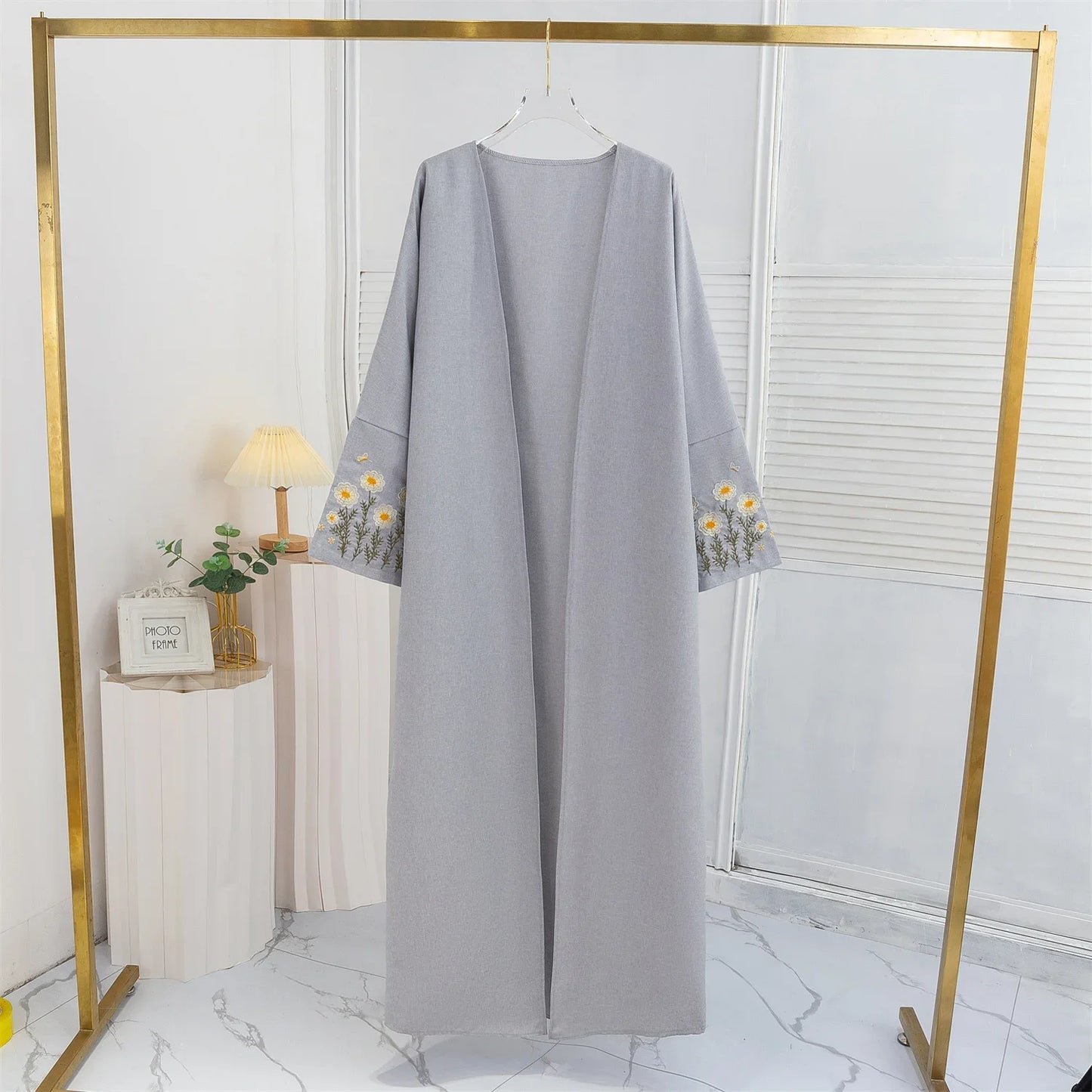 Flower Embroidered Sleeve Abaya
