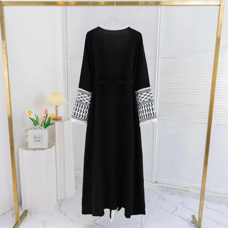 Kimono Style & Palestinian Kefiyya print Abaya