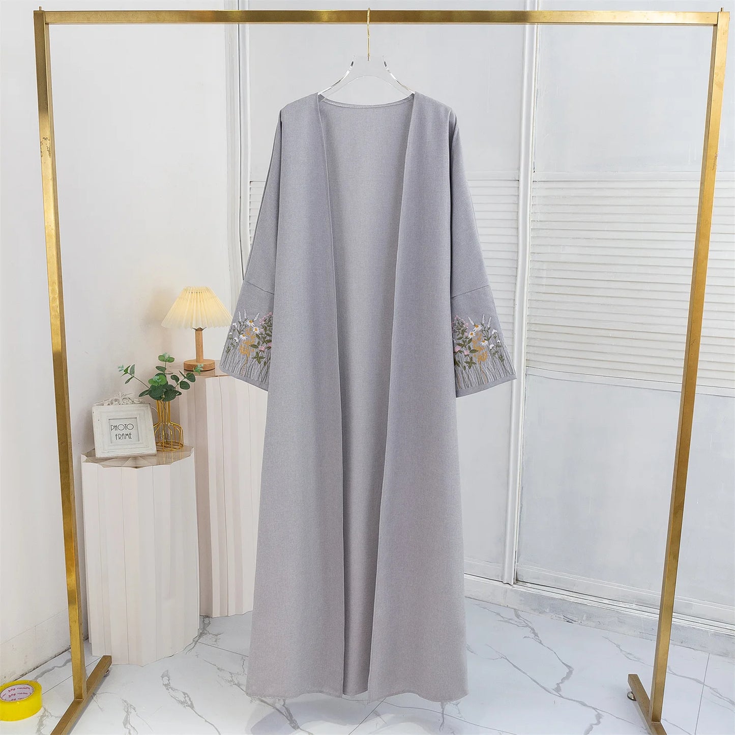 Flower Embroidered Sleeve Abaya