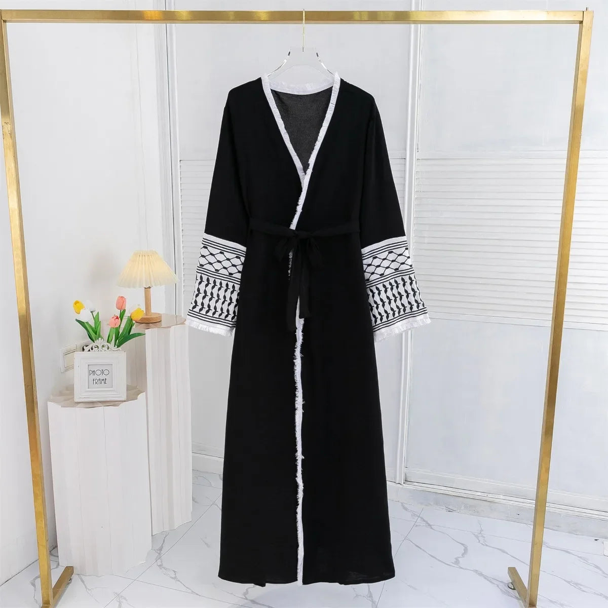 Kimono Style & Palestinian Kefiyya print Abaya