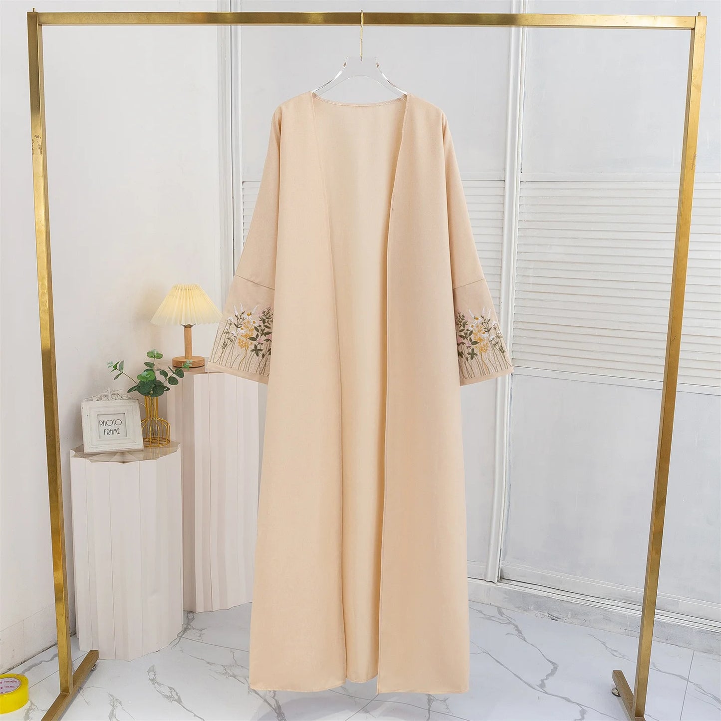 Flower Embroidered Sleeve Abaya