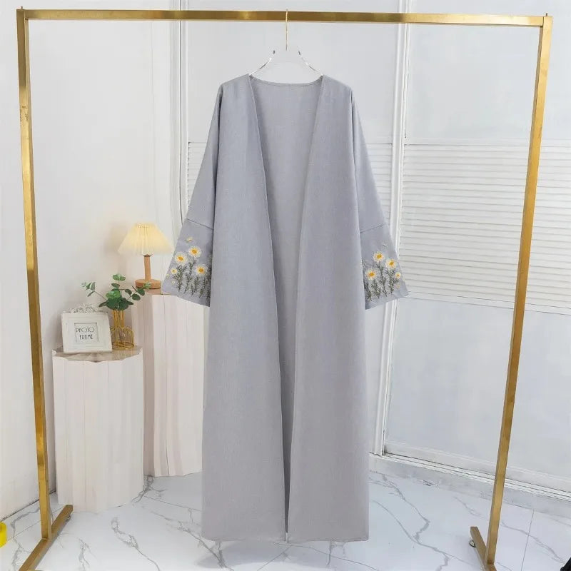 Flower Embroidered Sleeve Abaya