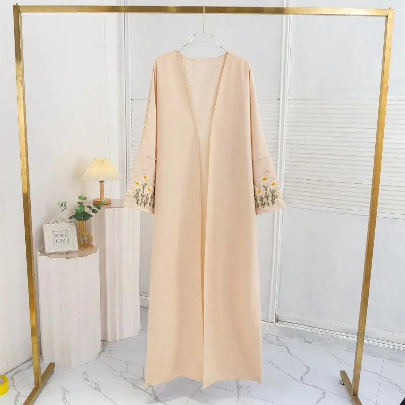 Flower Embroidered Sleeve Abaya