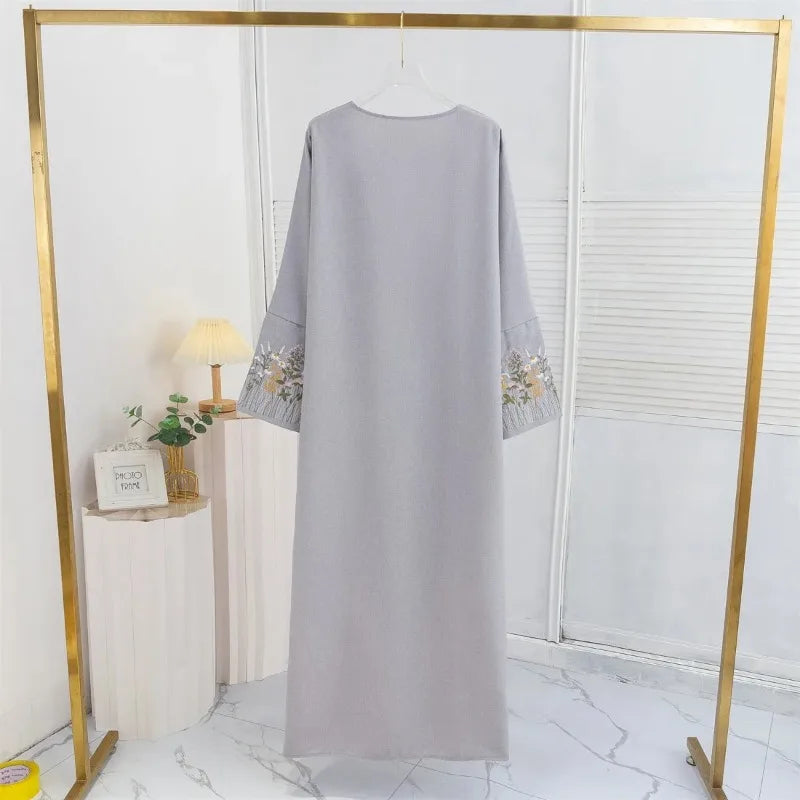Flower Embroidered Sleeve Abaya