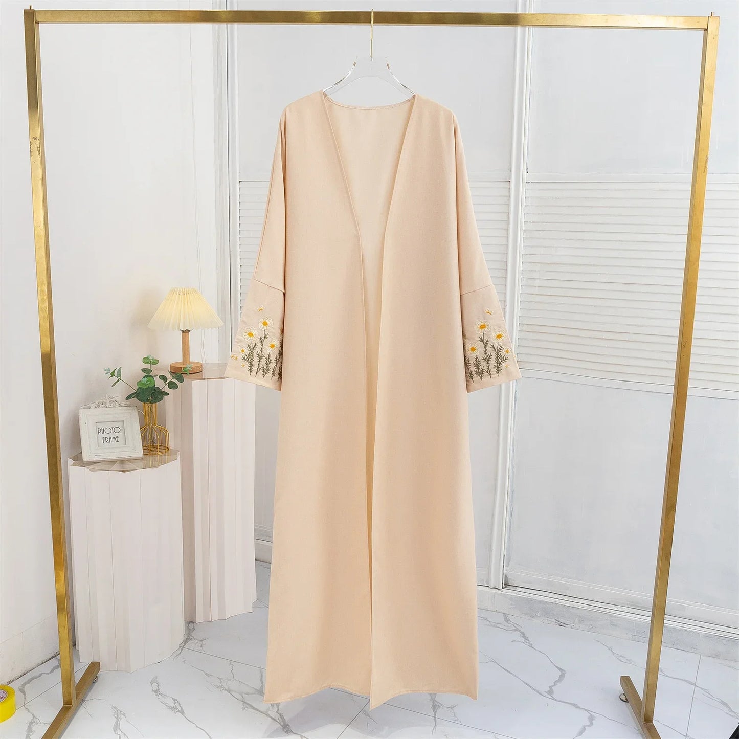 Flower Embroidered Sleeve Abaya