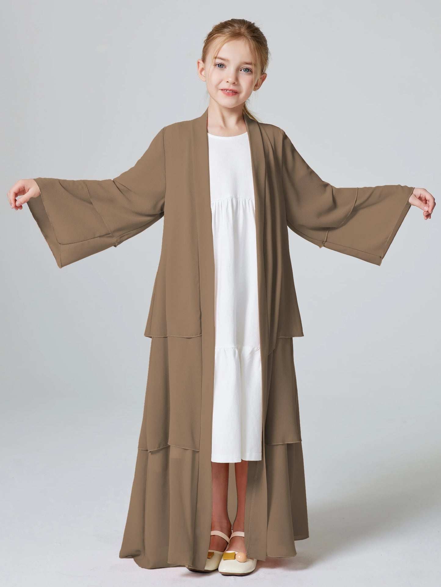 Muslim Girls 3 Layered Chiffon Abaya