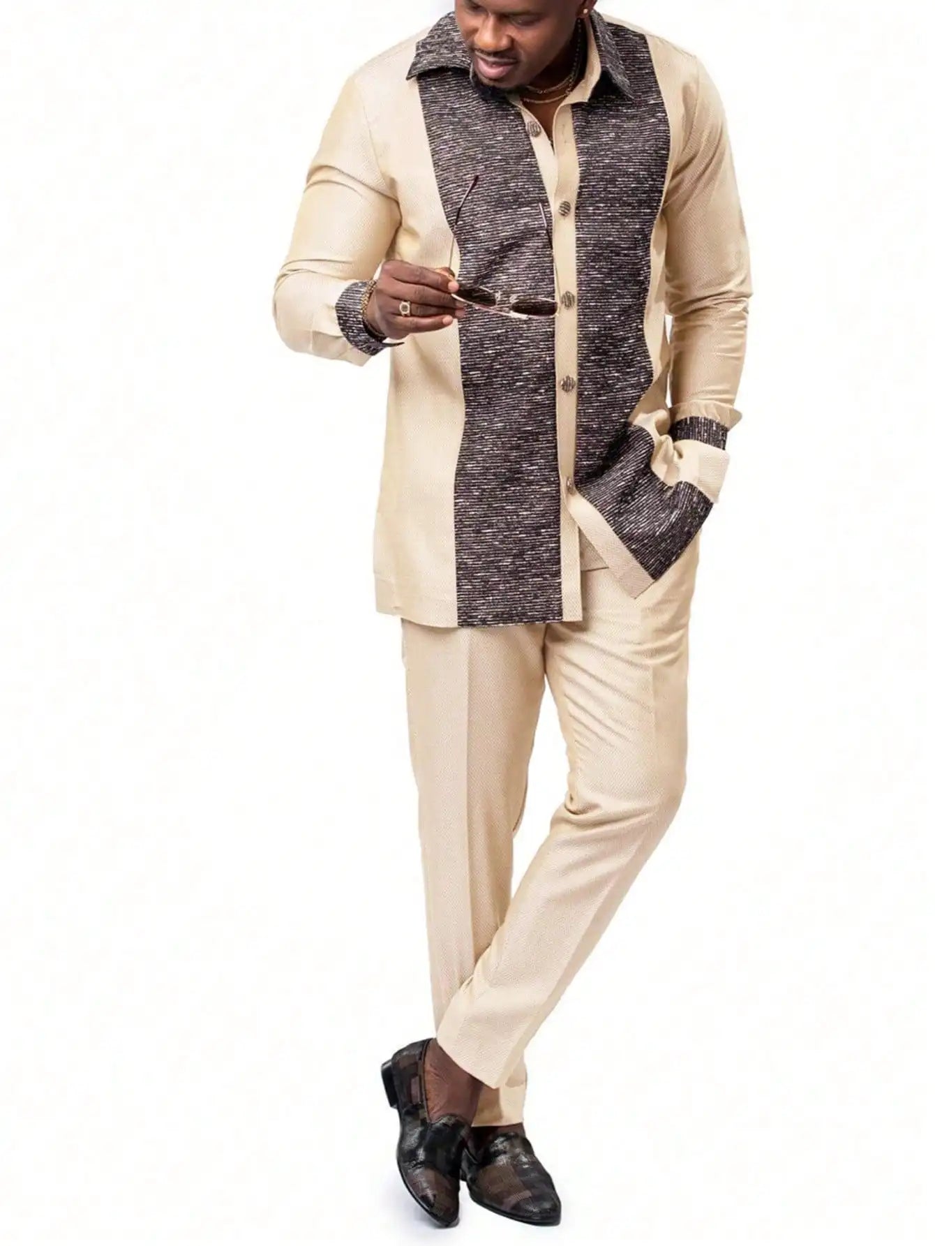 African Embroidered 2-Piece Suit