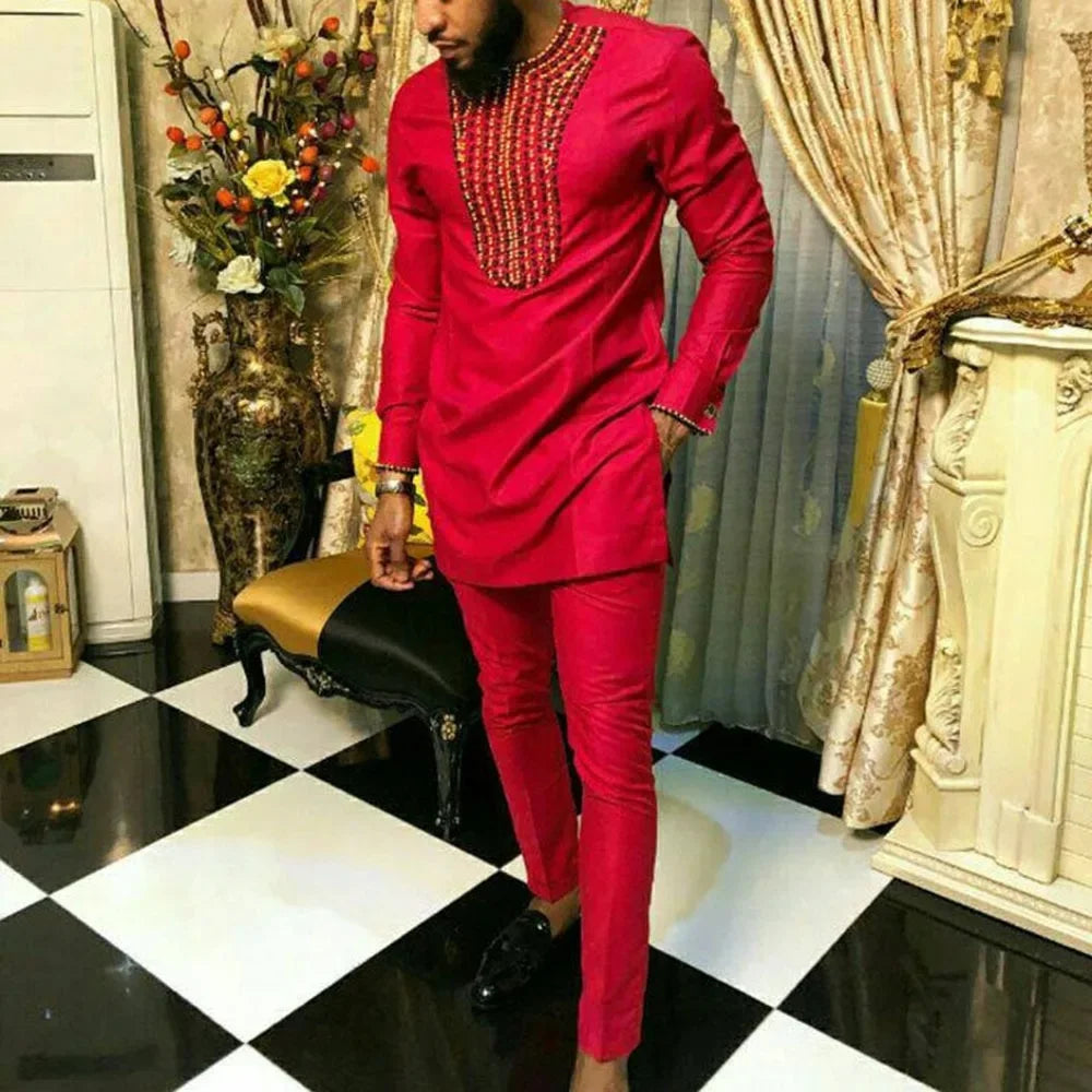 African Embroidered 2-Piece Suit