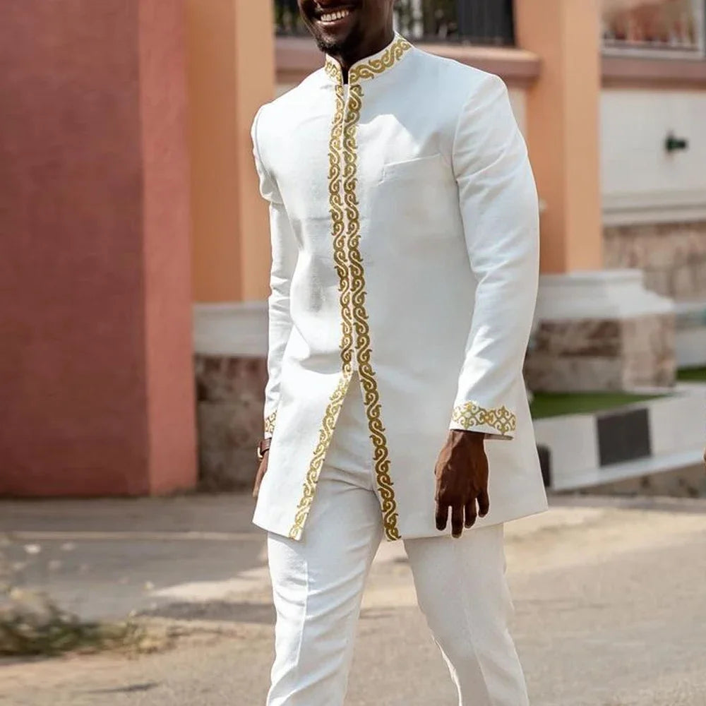 African Embroidered 2-Piece Suit