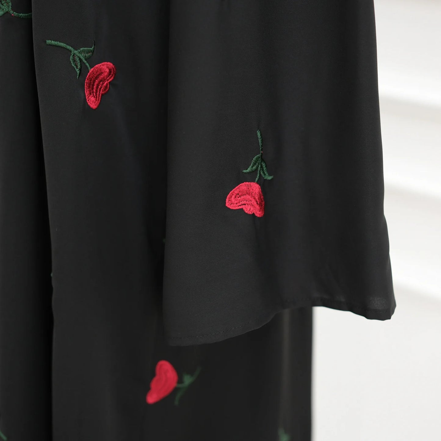 Abaya & Scarf Embroidered Open Cardigan Dress