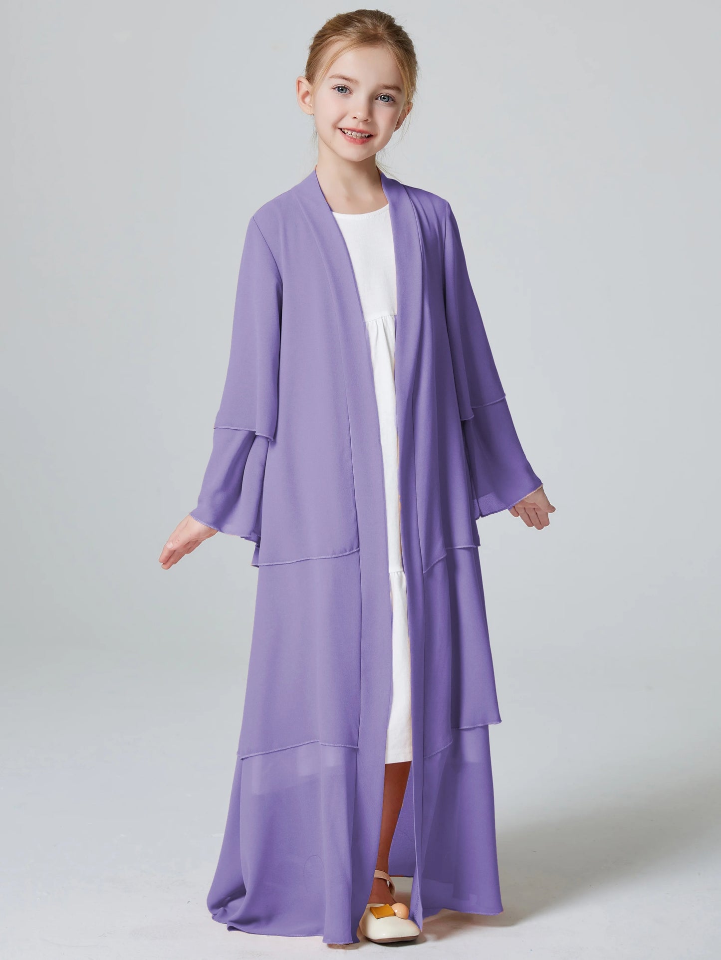 Muslim Girls 3 Layered Chiffon Abaya