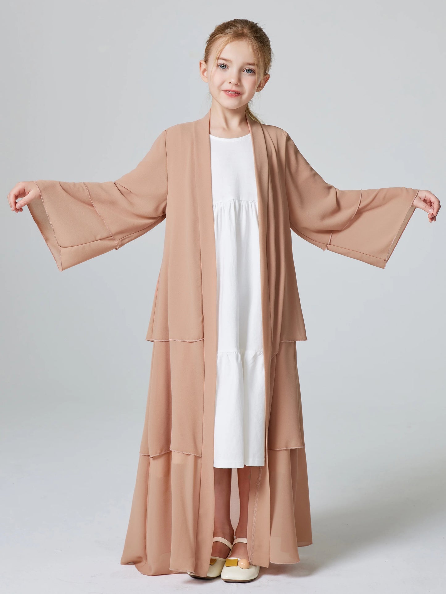 Muslim Girls 3 Layered Chiffon Abaya