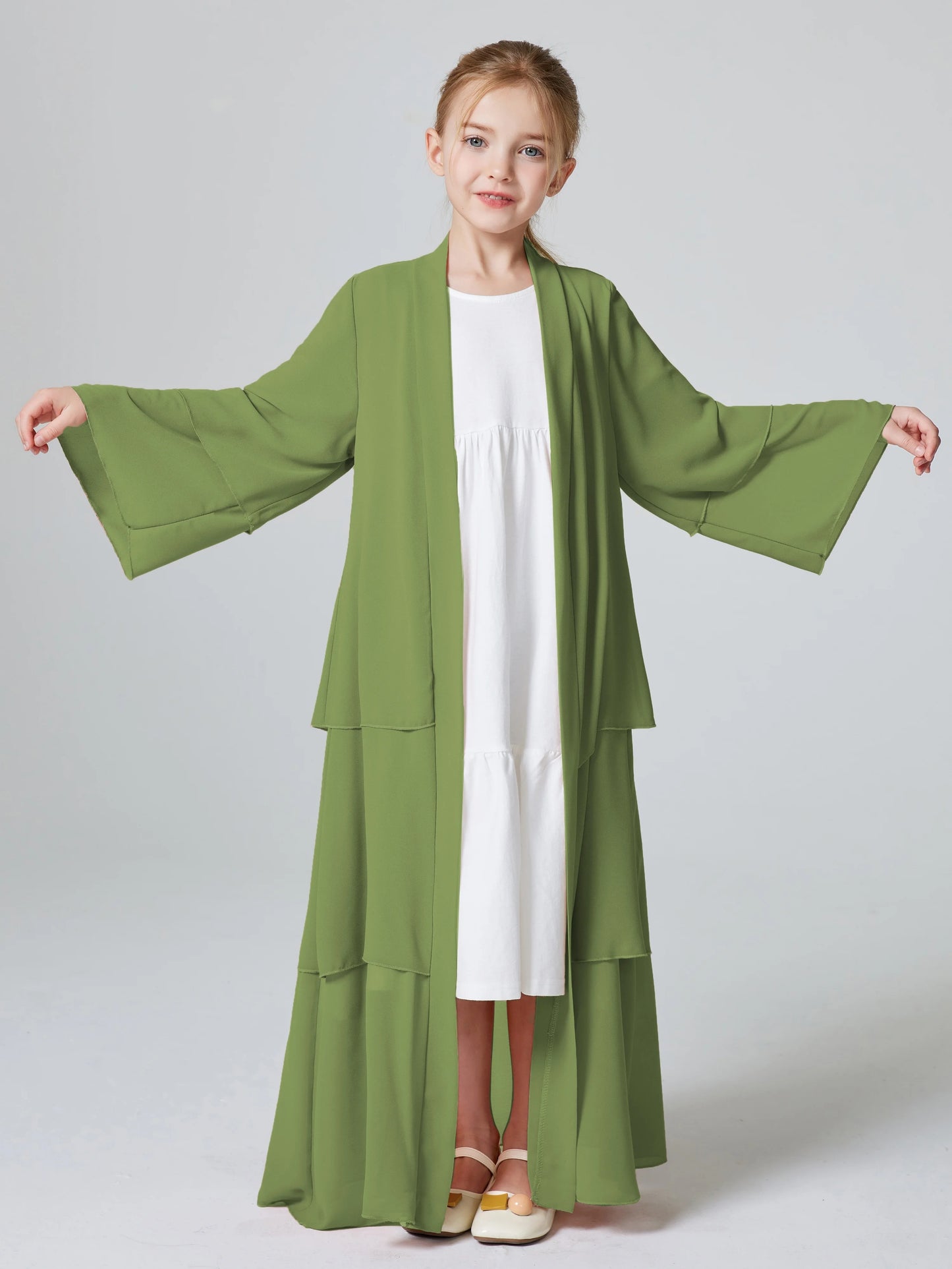 Muslim Girls 3 Layered Chiffon Abaya