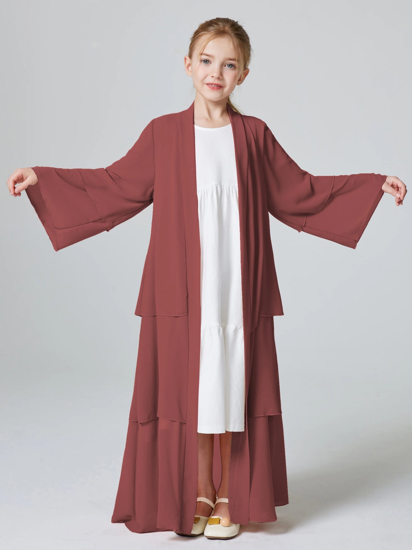 Muslim Girls 3 Layered Chiffon Abaya