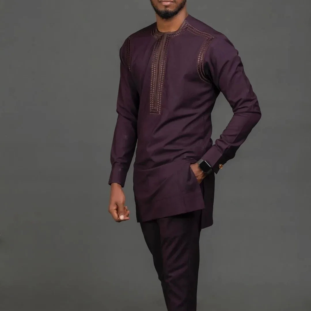 African Embroidered 2-Piece Suit