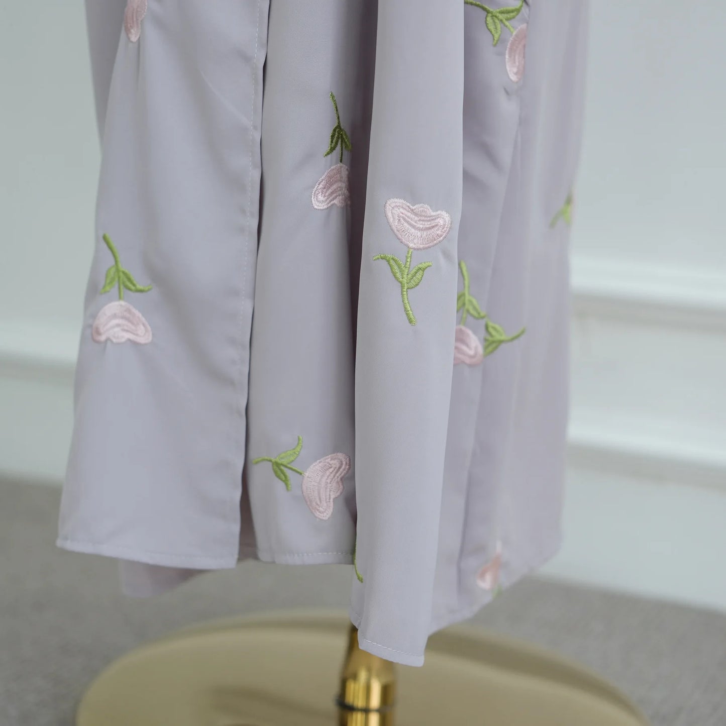 Abaya & Scarf Embroidered Open Cardigan Dress
