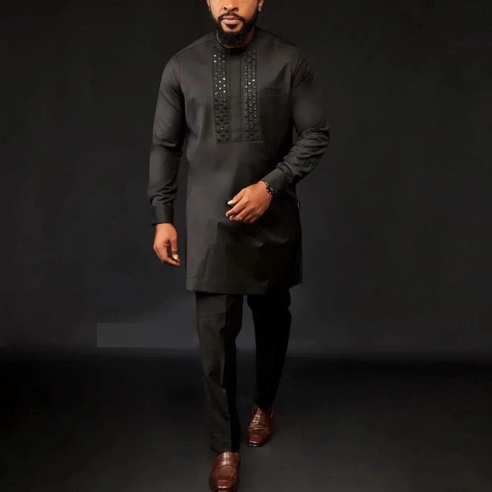 African Embroidered 2-Piece Suit
