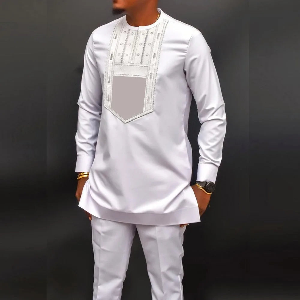 African Embroidered 2-Piece Suit