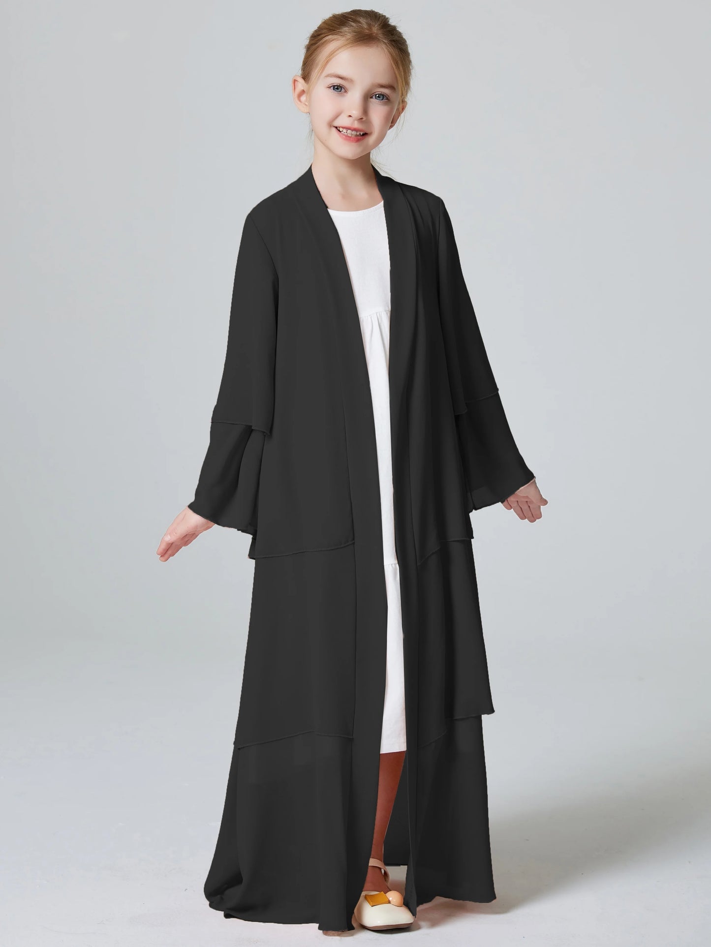 Muslim Girls 3 Layered Chiffon Abaya