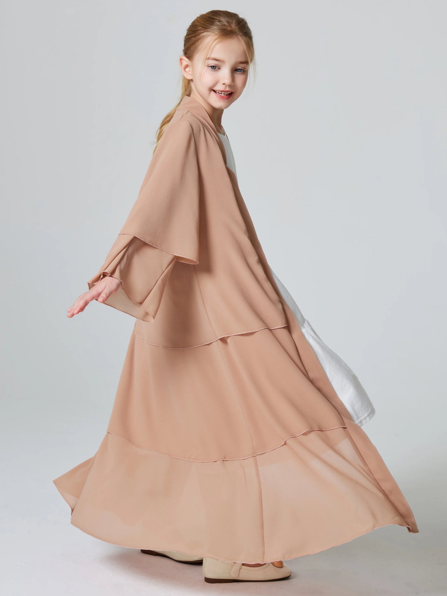 Muslim Girls 3 Layered Chiffon Abaya