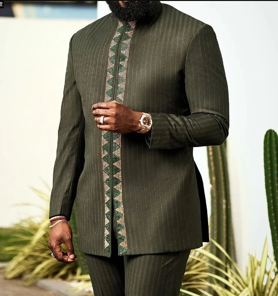 African Embroidered 2-Piece Suit