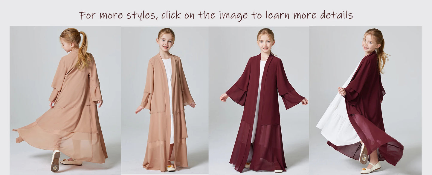 Muslim Girls 3 Layered Chiffon Abaya