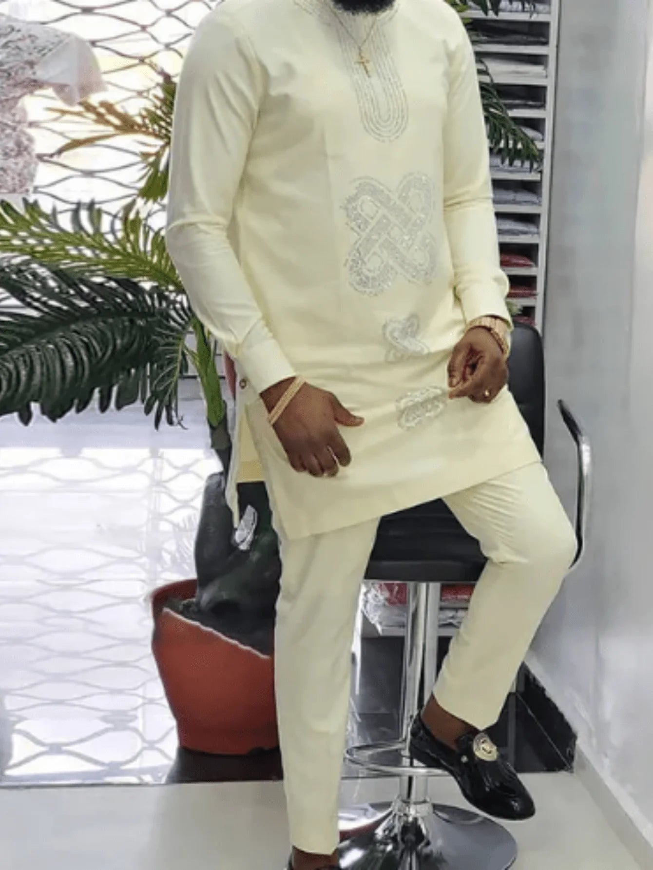 African Embroidered 2-Piece Suit