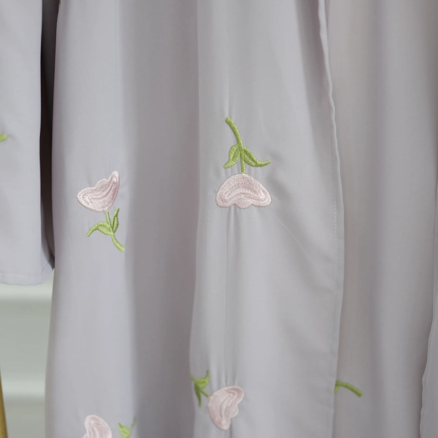 Abaya & Scarf Embroidered Open Cardigan Dress