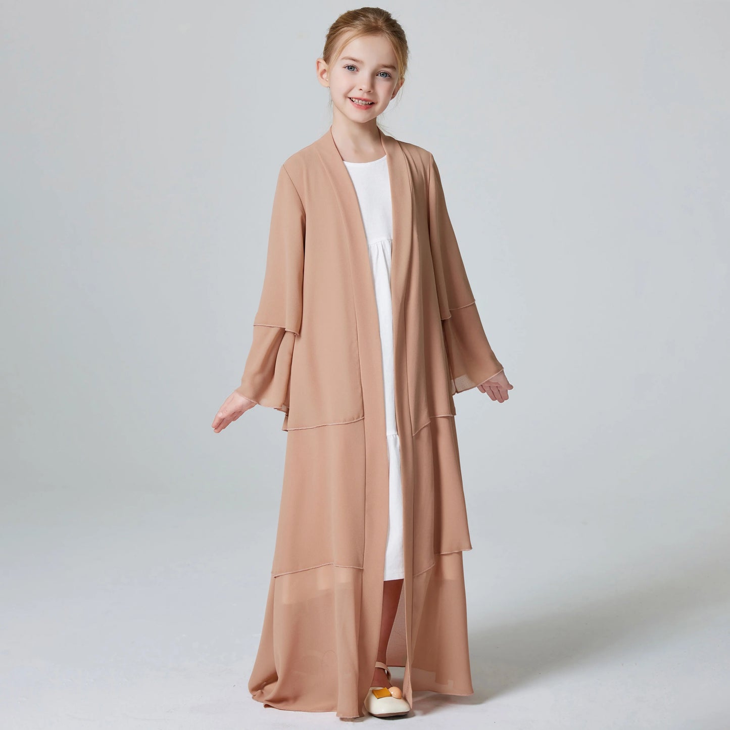 Muslim Girls 3 Layered Chiffon Abaya