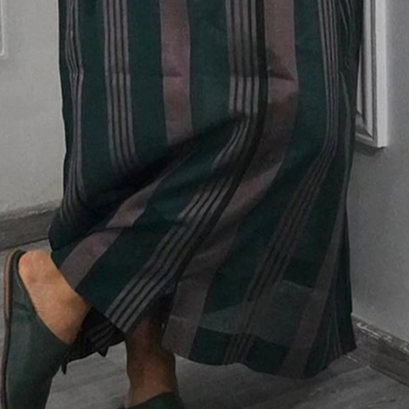 Muslim Men Striped Hooded Jubba