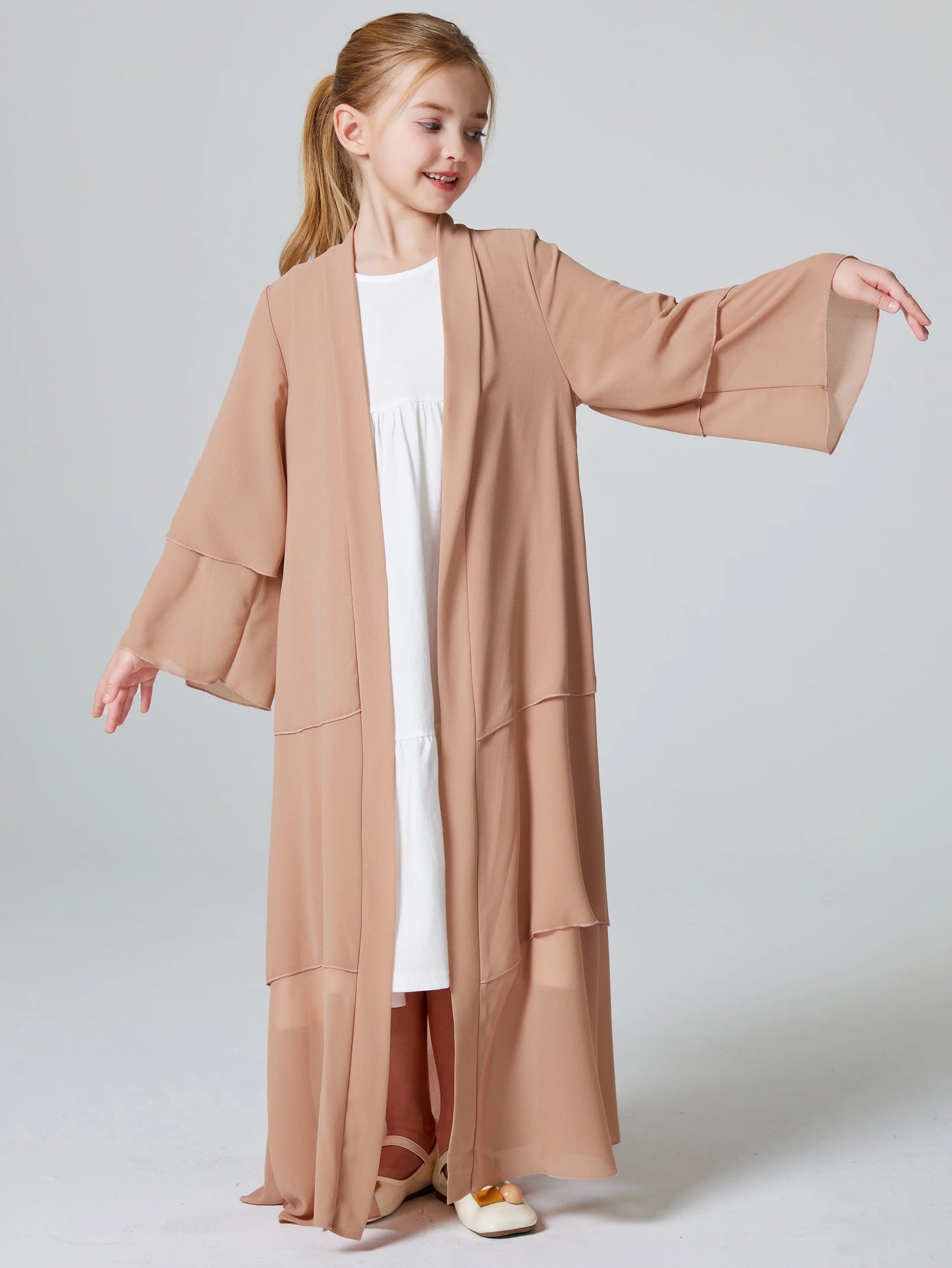 Muslim Girls 3 Layered Chiffon Abaya
