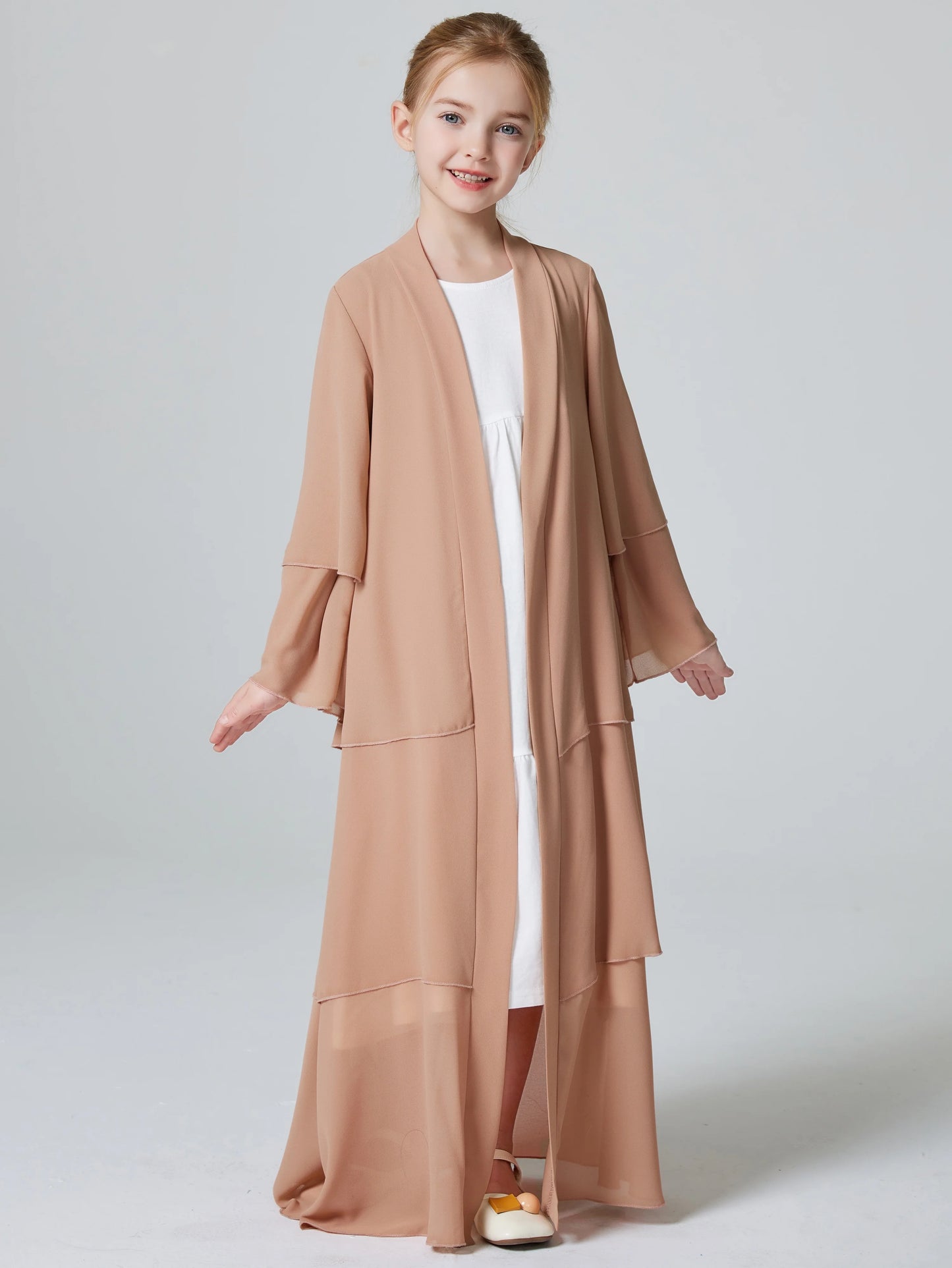 Muslim Girls 3 Layered Chiffon Abaya