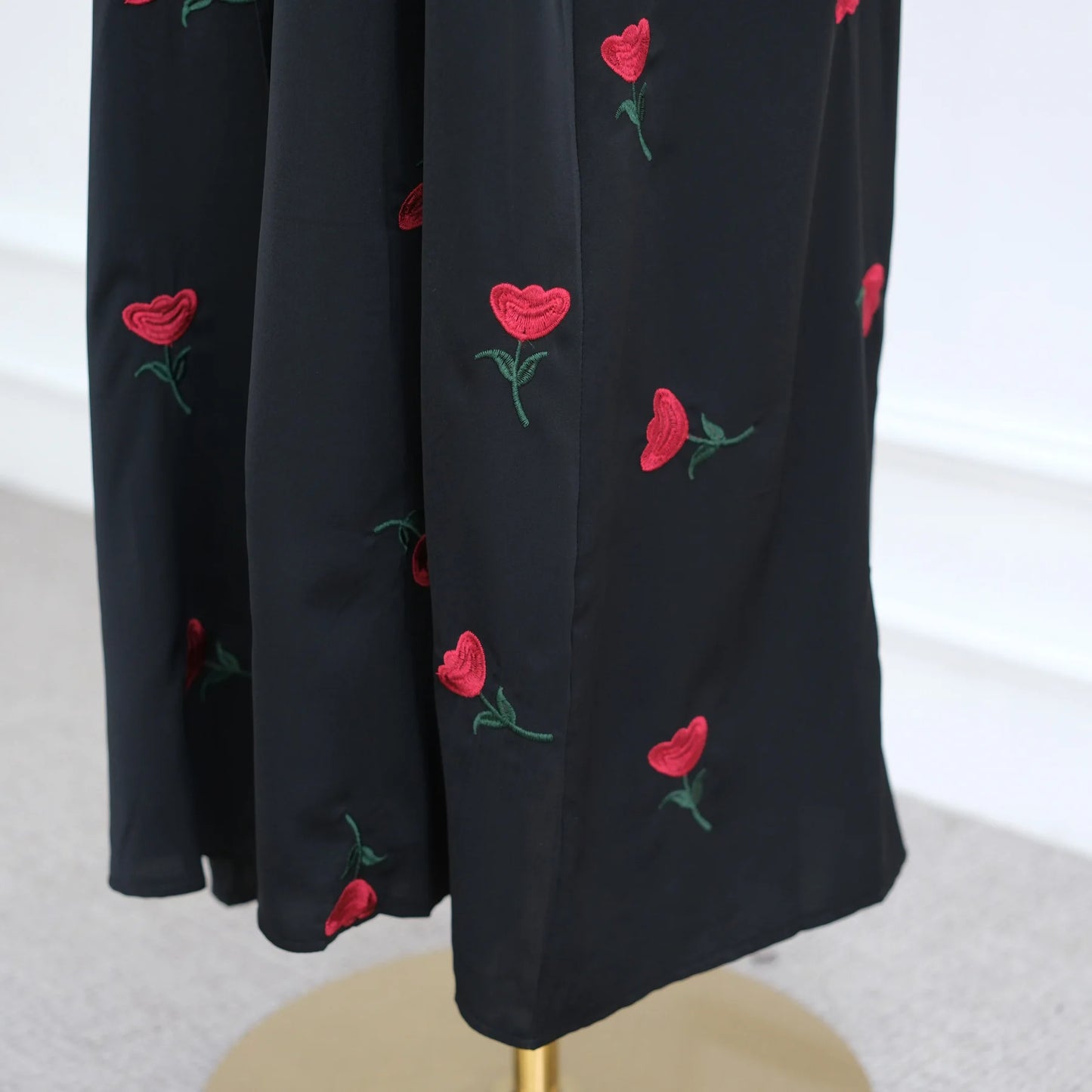 Abaya & Scarf Embroidered Open Cardigan Dress