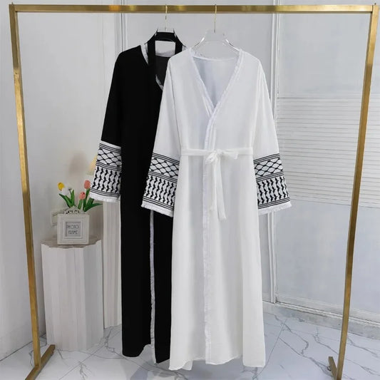 Kimono Style & Palestinian Kefiyya print Abaya