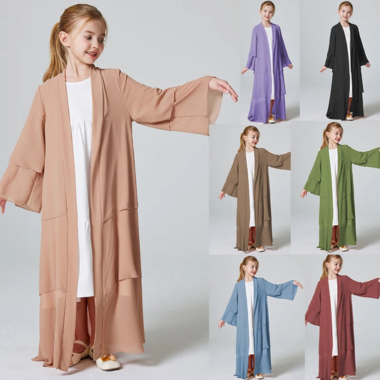 Muslim Girls 3 Layered Chiffon Abaya